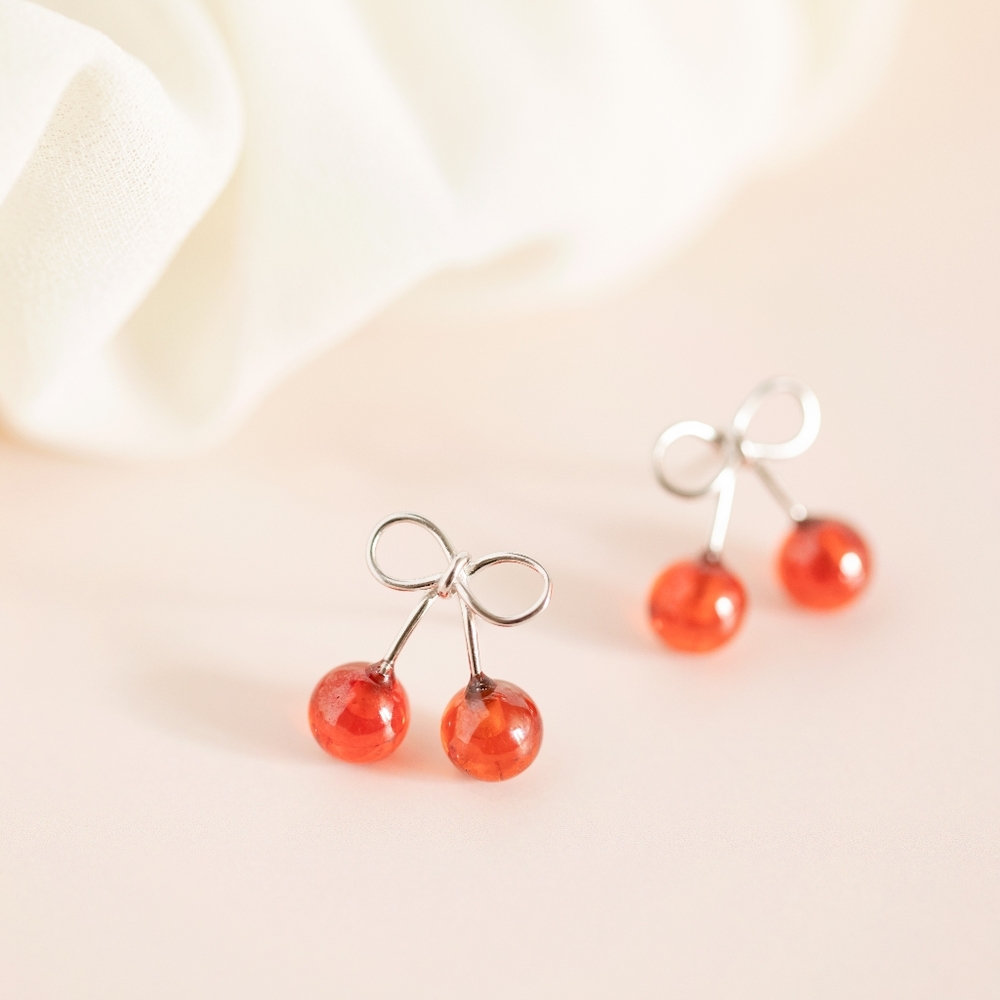 Cherry Drop Studs (S925) - Picture 2 of 7